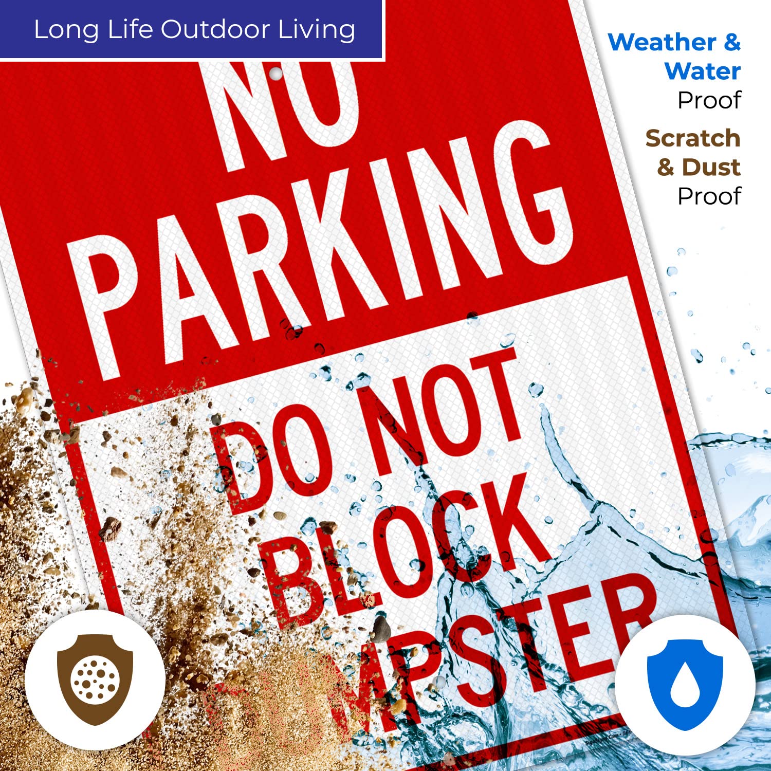 No Parking Do Not Block Dumpster Sign, 18x24 Inches, 3M EGP Reflective with Post & Cast Iron Base Stand Set Made in USA by Sigo Signs