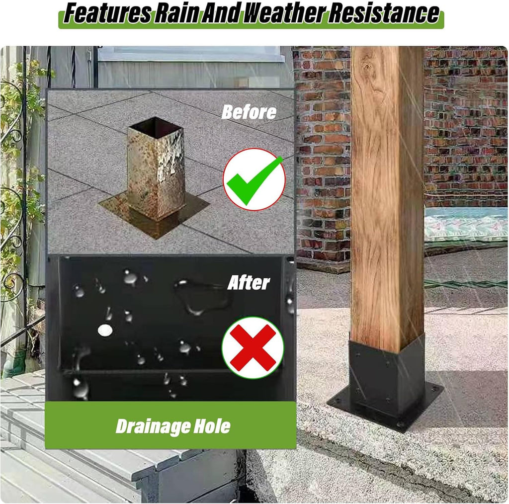 Sturdy Iron Fence Post Anchor Bracket for Decks and Porches - Weather Resistant Post Support with Installation Kit(8.1x8.5cm)