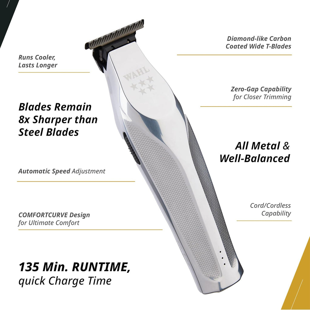 Wahl Professional Hi-Viz Trimmer, DLC-Coated Wide T-Blade, Adaptive Speed Control, Cordless, 135-Minute Run Time