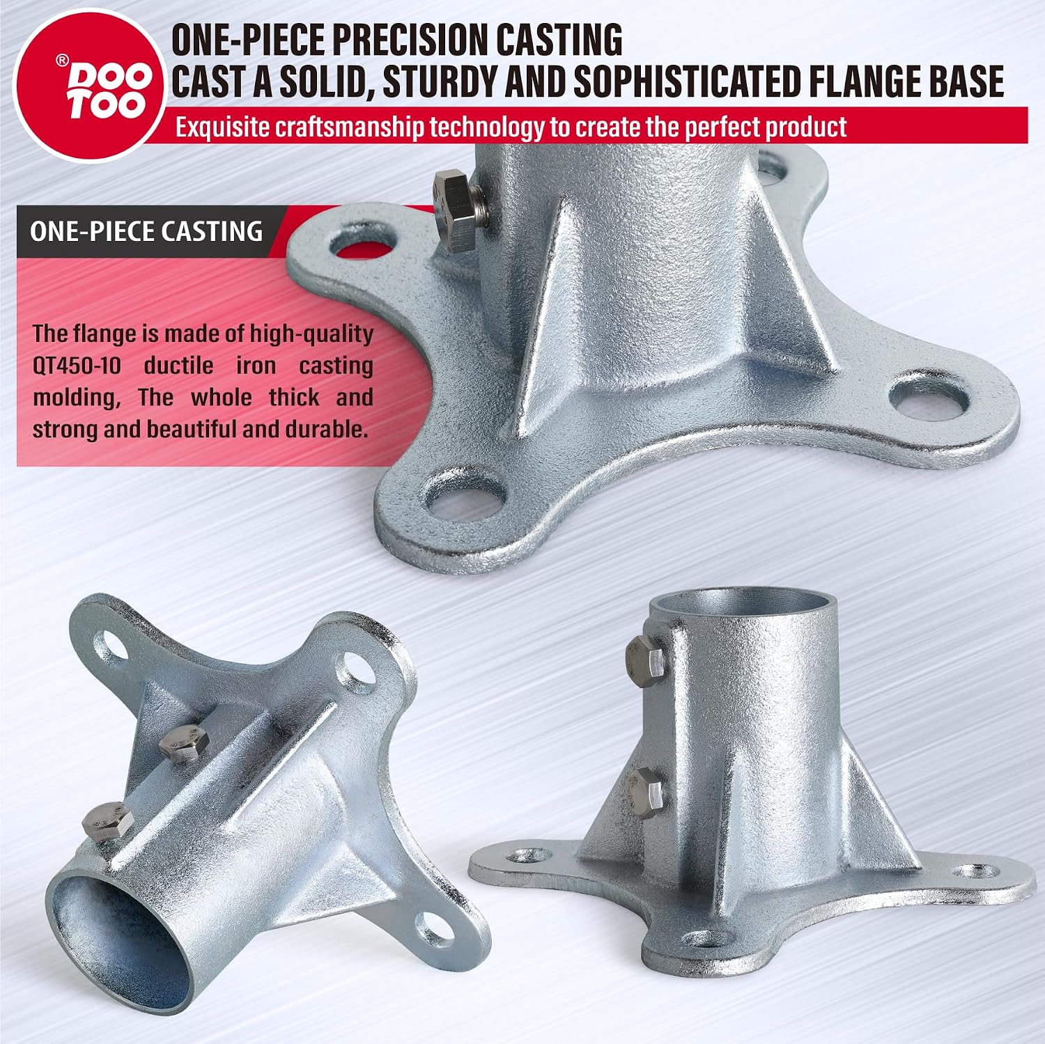 Chain Link Fence Post Flange - 2 1/2' Heavy Duty Round Post Base Bracket (8-Pack) Fits 2-3/8' Outer Diameter Fence/Mailbox/Flag Posts - Floor Mount Flange Kit