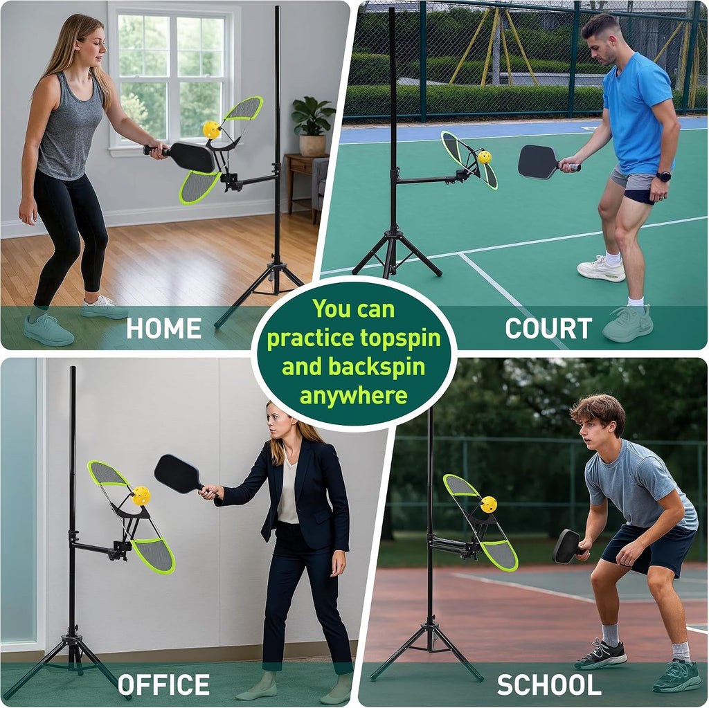 Pickleball Topspin Trainer,Tennis&Pickleball Training aids with 360° Angles and Height Adjustment, Portable Pickle Ball equipmen