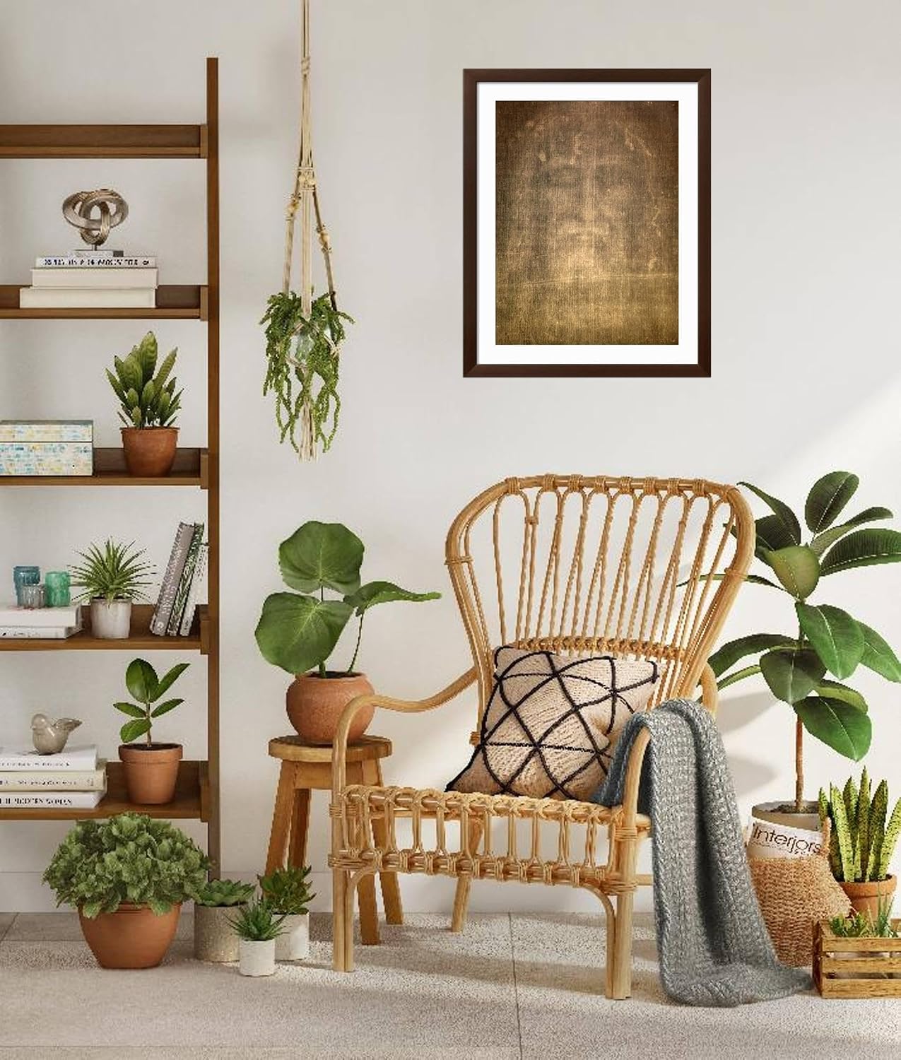 ART.COM Framed Wall Art Prints Detail of Shroud of Turin in Chiesa Della Ss. Annunziata Church, Turin, Piedmont, Italy, Europe, Places Decor, 24' x 32', Espresso Frame with White Mat