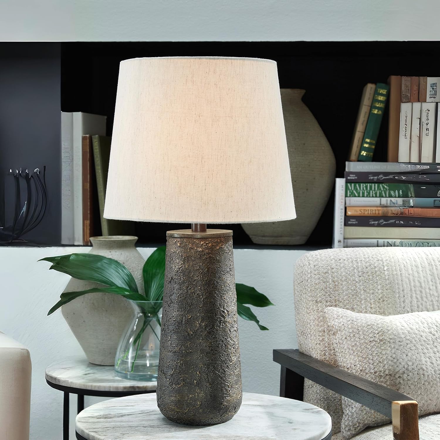 Signature Design by Ashley Chaston Casual Modern Table Lamp Set, 2 Count, Antique Bronze Finish