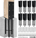 8pcs Wet Concrete Post Anchors,4x4 4x6 Mailbox Post Protector Brackets,Heavy Duty Steel Solid Rebar Wood Fence Post Base with Screws