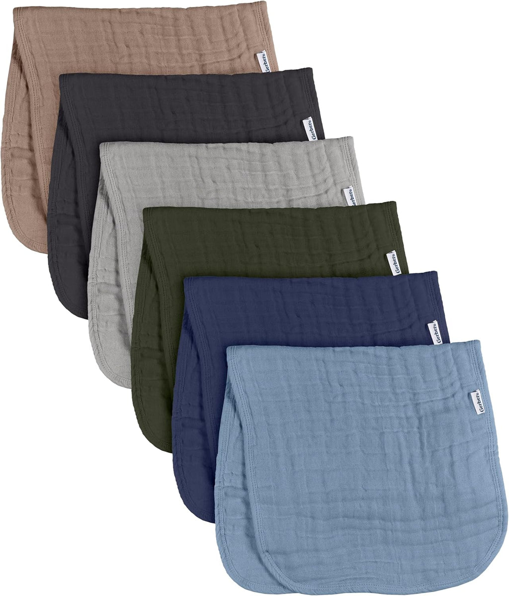 Gerber Baby Unisex Muslin Burp Cloths 72-Pack, Multi Blues Browns, Large Size 20' x 10'