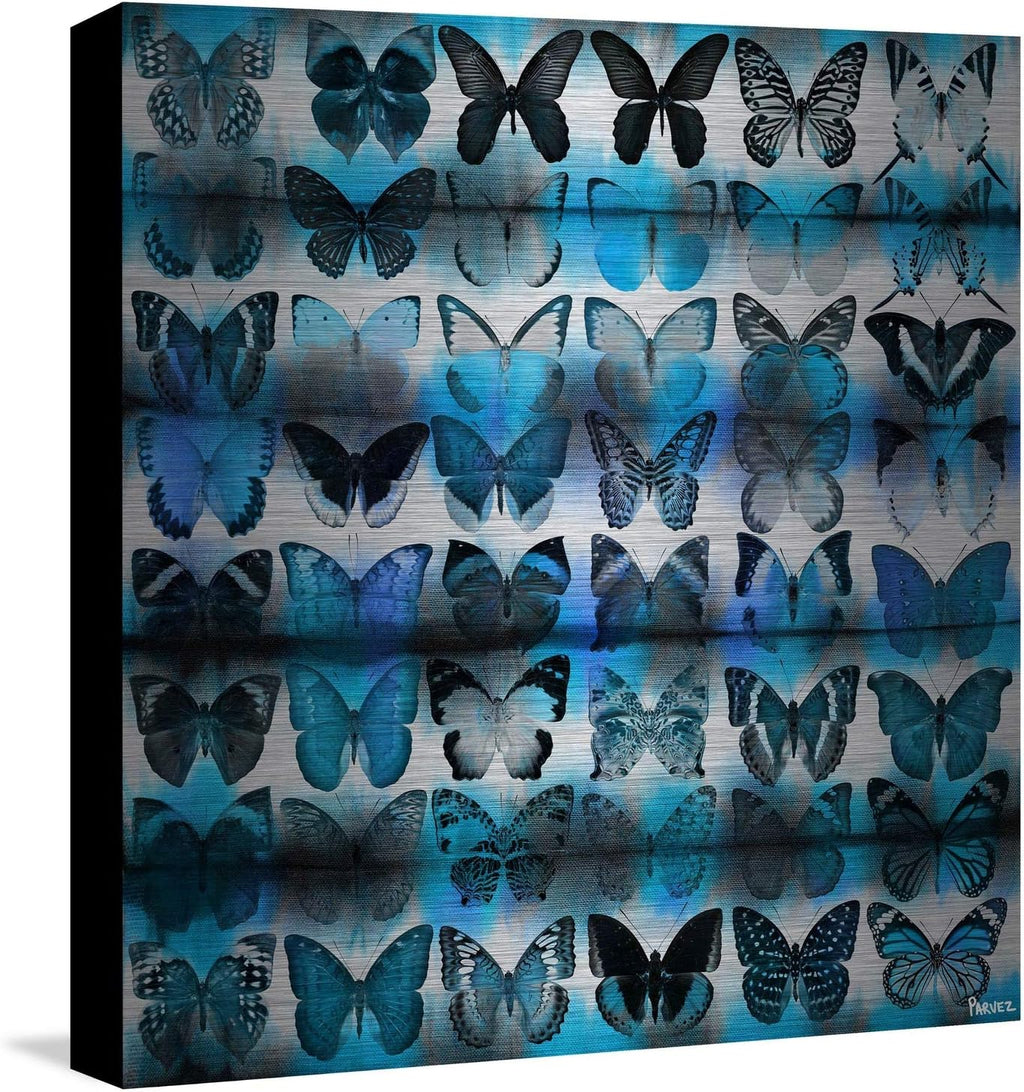 Parvez Taj Moth Blue Painting Print on Metal