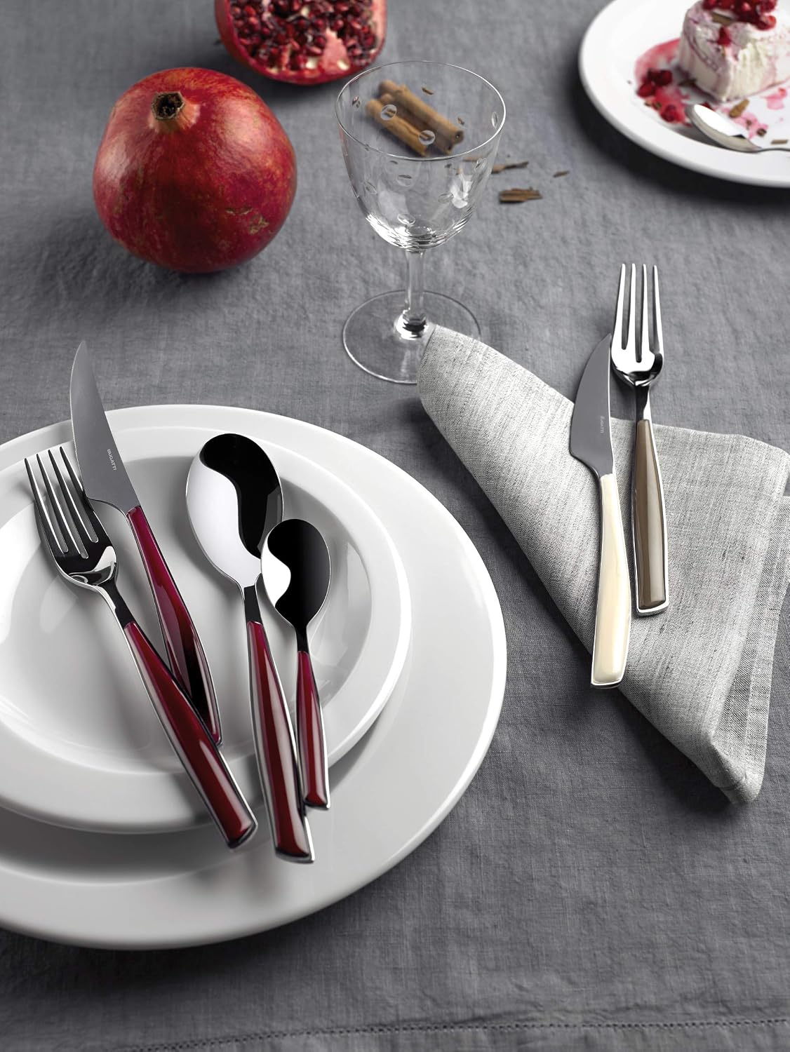BUGATTI, Glamour, 24 Piece 18/10 Stainless Steel Cutlery Set and Piano Black Handle Cutlery Set for 6 People: 6 Spoons, 6 Forks, 6 Knives and 6 Teaspoons