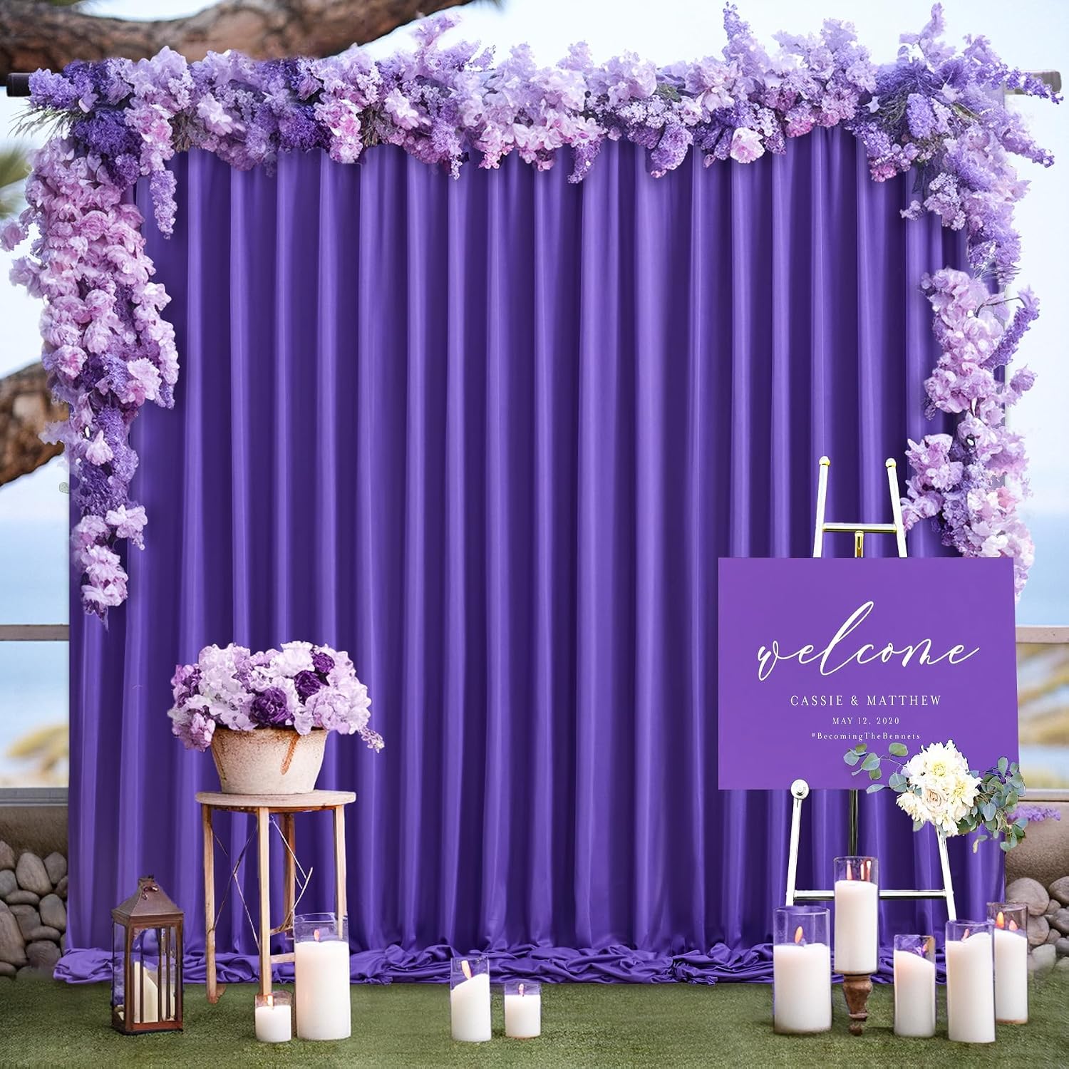 Purple Backdrop Curtains 10 Panels-Wrinkle-Free Purple Curtains Polyester Photography Drapes for Baby Shower Birthday Party Photo Background Backdrop Stand- 40 X10FT