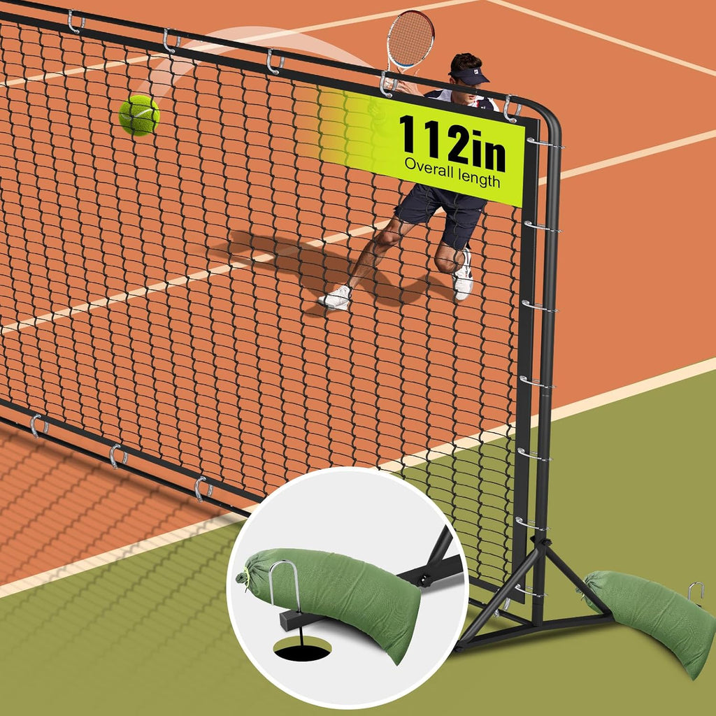9.4ft x 7.4ft Tennis Rebounder Net, Tennis Rebounder Trainer, Multi-Sport Training Bounce Back Net for Tennis, Baseball, Lacrosse, Hockey, Softball, Pickleball, Ball, for Backyard and Indoor & Outdoor