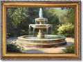 Large Gold Framed Classic Garden Fountain Canvas Poster Vintage Impressionist Landscape Wall Art Retro European Courtyard Outdoor Scenery Painting Prints Artwork for Bedroom Home Decor 24x36inch