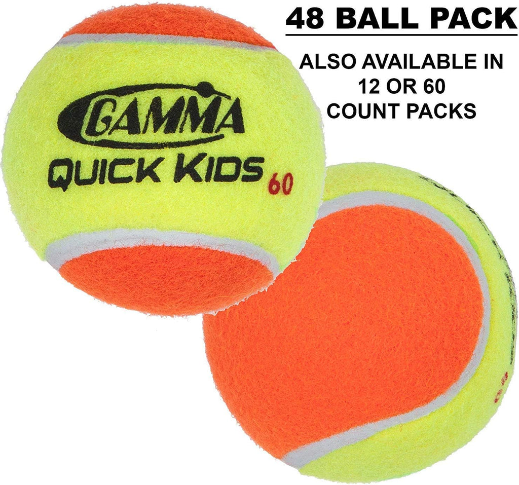 Gamma Quick Kids 25' Inch Junior Tennis Racquet Set or Kit Bundled with a Bucket of 48 Kids Orange/Yellow Felt Training Transition Balls