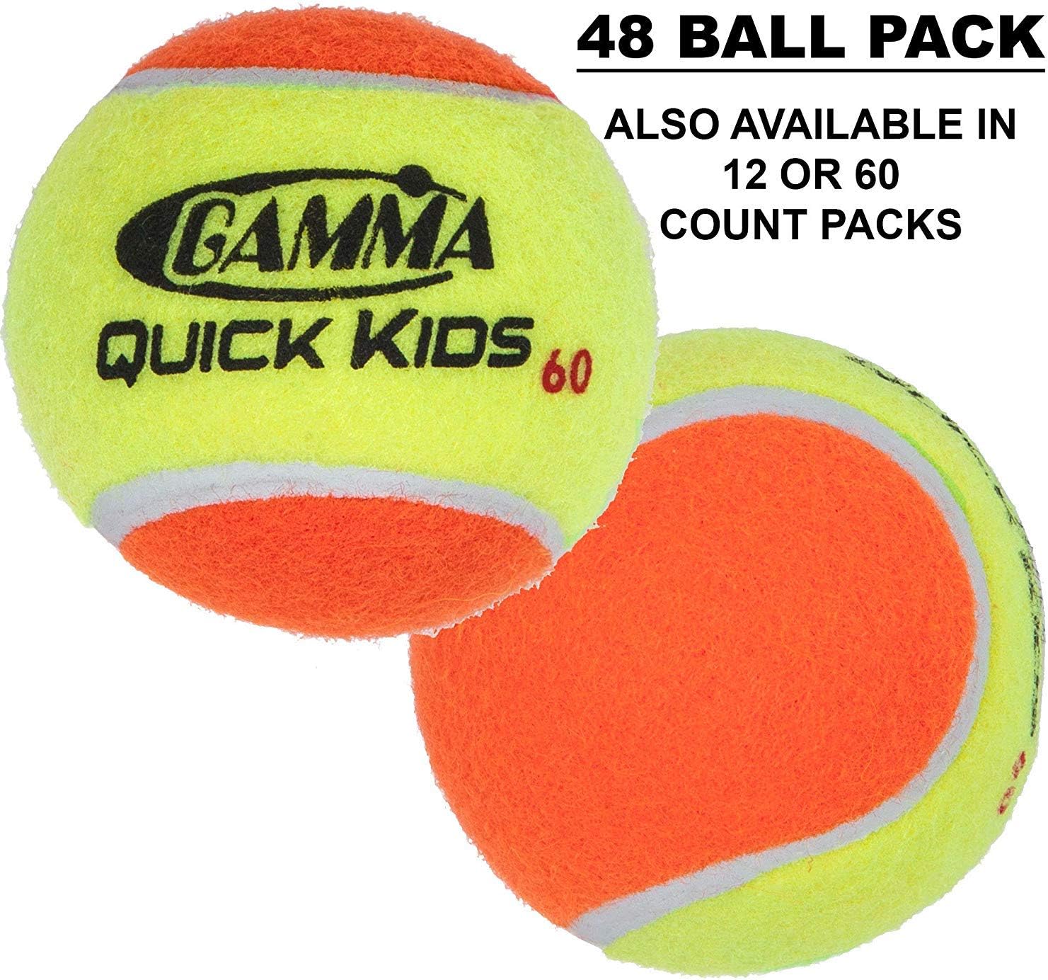 Gamma Quick Kids 25' Inch Junior Tennis Racquet Set or Kit Bundled with a Bucket of 48 Kids Orange/Yellow Felt Training Transition Balls