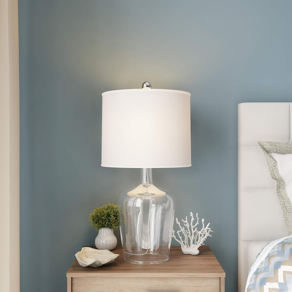 Table Lamps – Set of 2 Cloche Style Glass Modern Farmhouse Lighting for Living Room, Bedroom or Office – Energy Efficient LED by Lavish Home