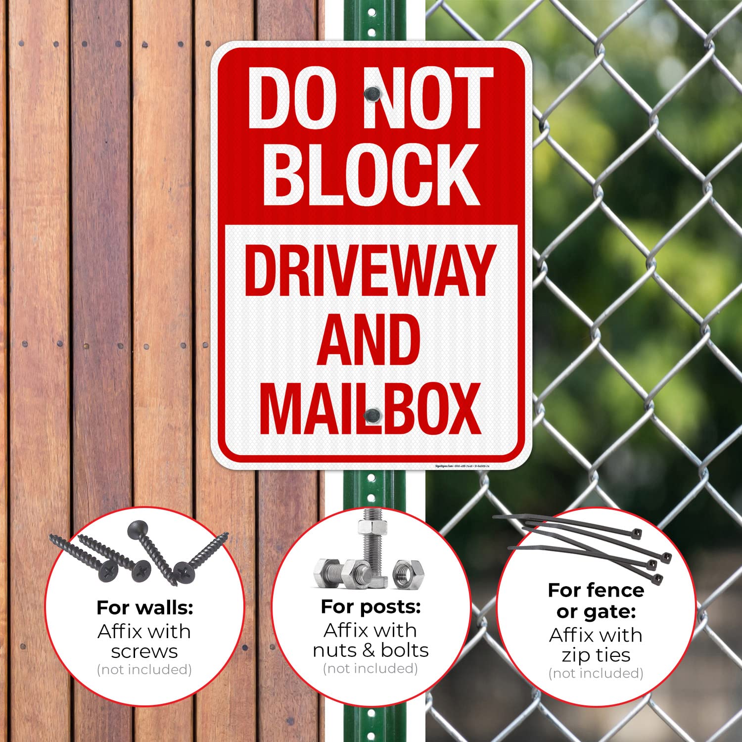 Do Not Block Driveway and Mailbox Sign, 18x24 Inches, 3M EGP Reflective with Post & Cast Iron Base Stand Set Made in USA by Sigo Signs