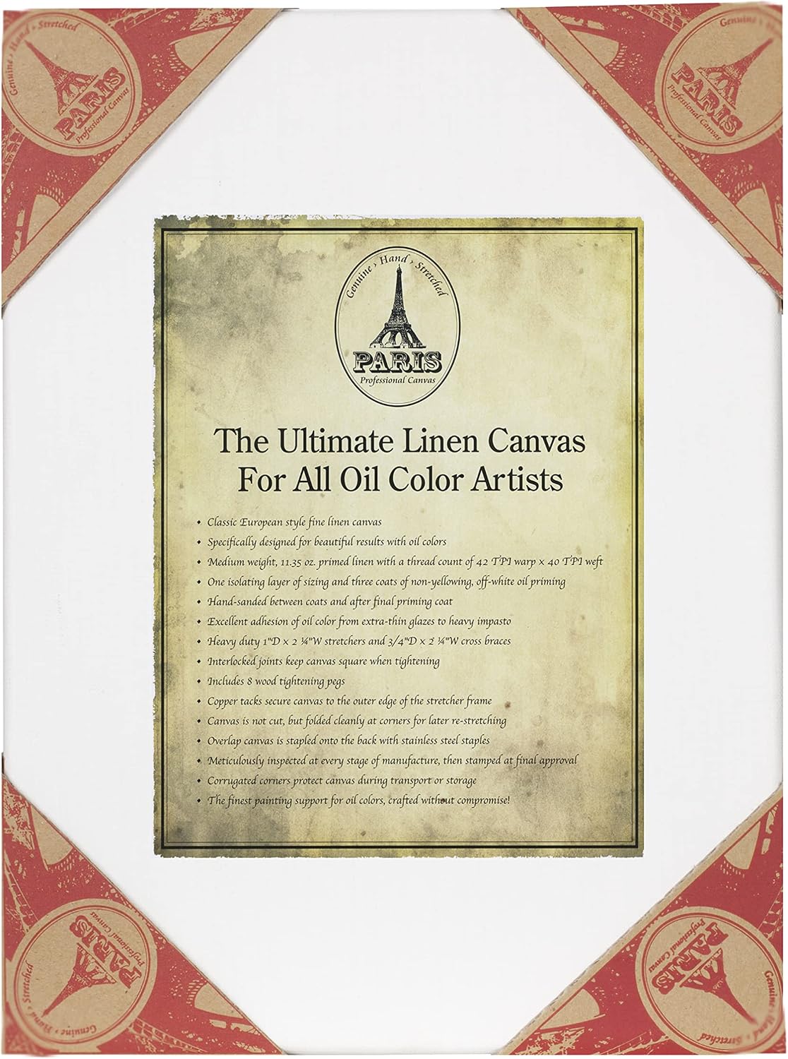 Creative Mark Paris Oil Primed Artists' Ultimate Stretched Linen Canvas - Premium Heavy Duty European Style Linen Canvas 3-Packs for Professional Artists, Oils, Archival Work & More! - 16x20