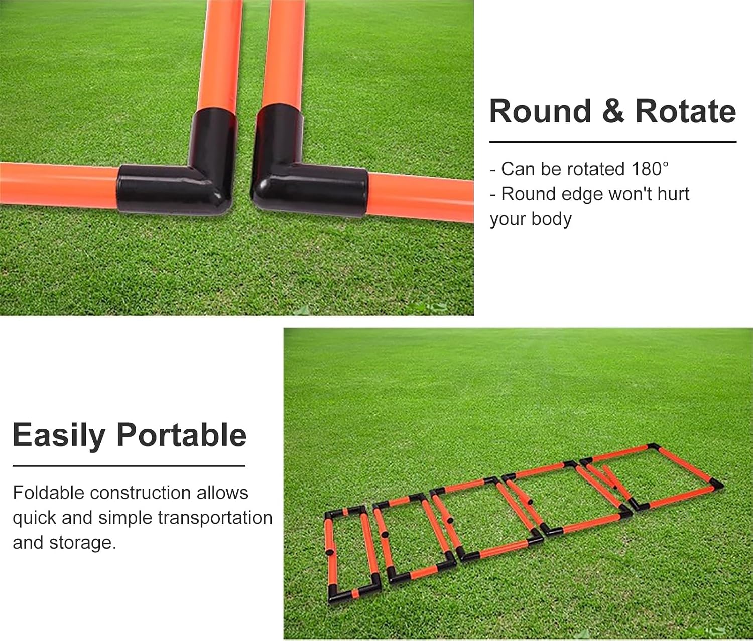 Portable Hurdles Training Equipment, 5 Pack Different Height Hurdles for Kids, Plastic Soccer Agility Workout Trainer Kit, Track and Field Hurdles (Color : Yellow)
