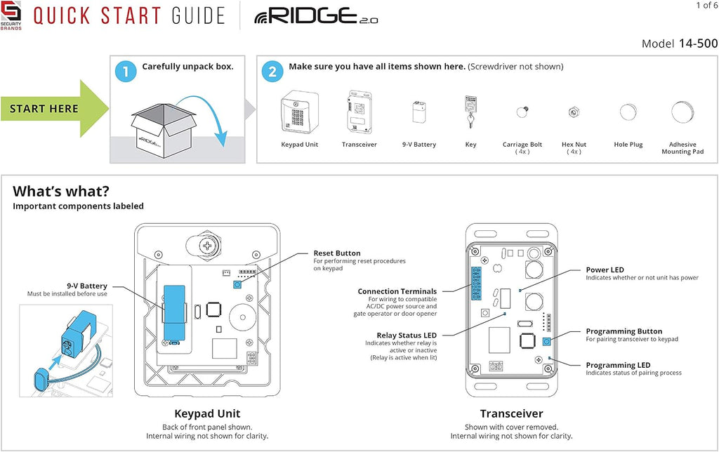 Keypad Access Control AAS Ridge Gate Exterior Digital KEYPAD Wireless with Transceiver