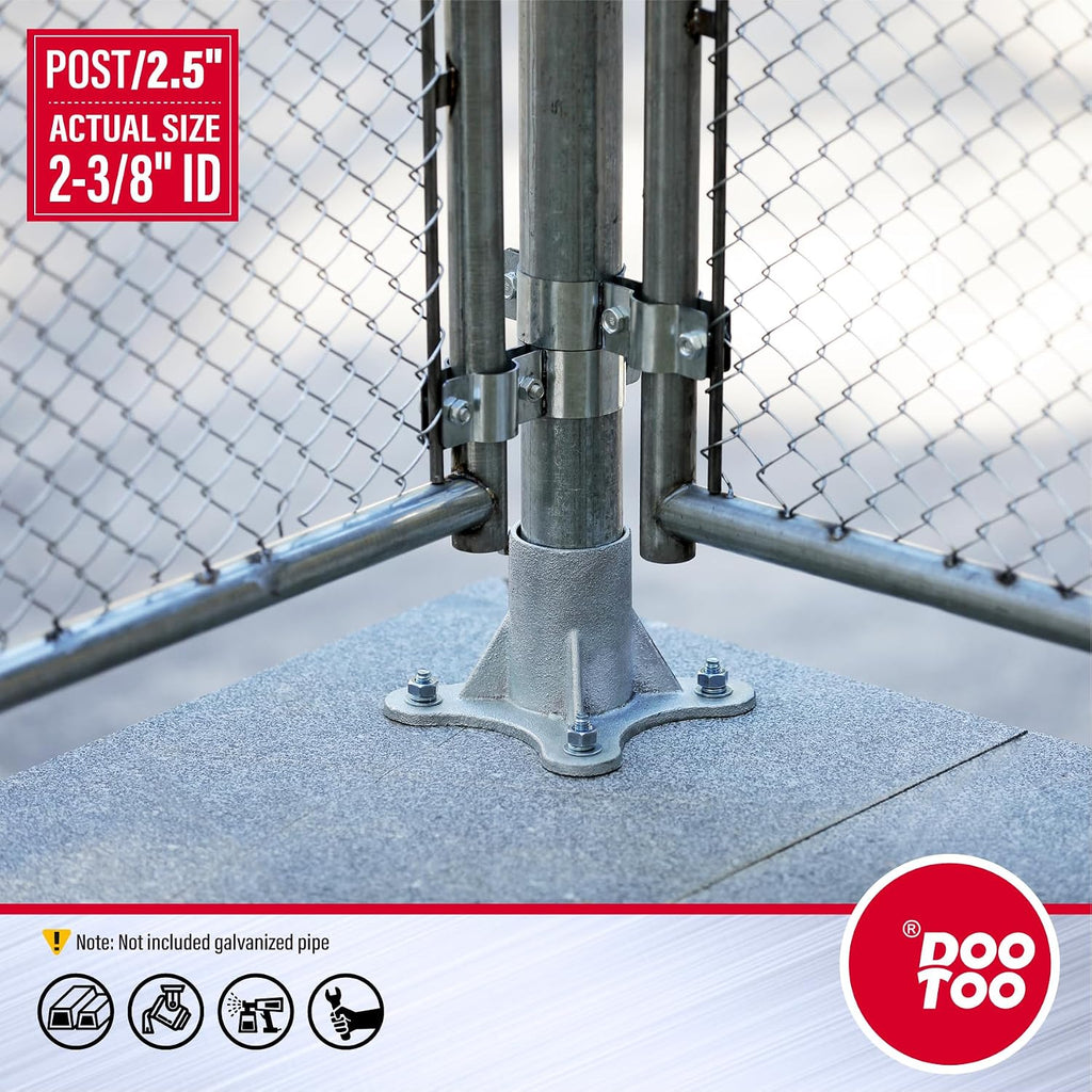 Chain Link Fence Post Flange - 2 1/2' Heavy Duty Round Post Base Bracket (8-Pack) Fits 2-3/8' Outer Diameter Fence/Mailbox/Flag Posts - Floor Mount Flange Kit