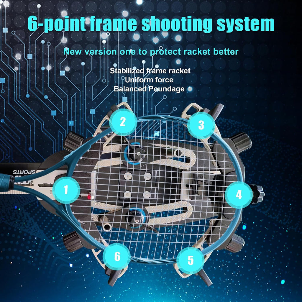 GT-E600 Electronic Tennis Racket Stringing Machine Digital Desktop Progression String Tools, with Tools and Accessories
