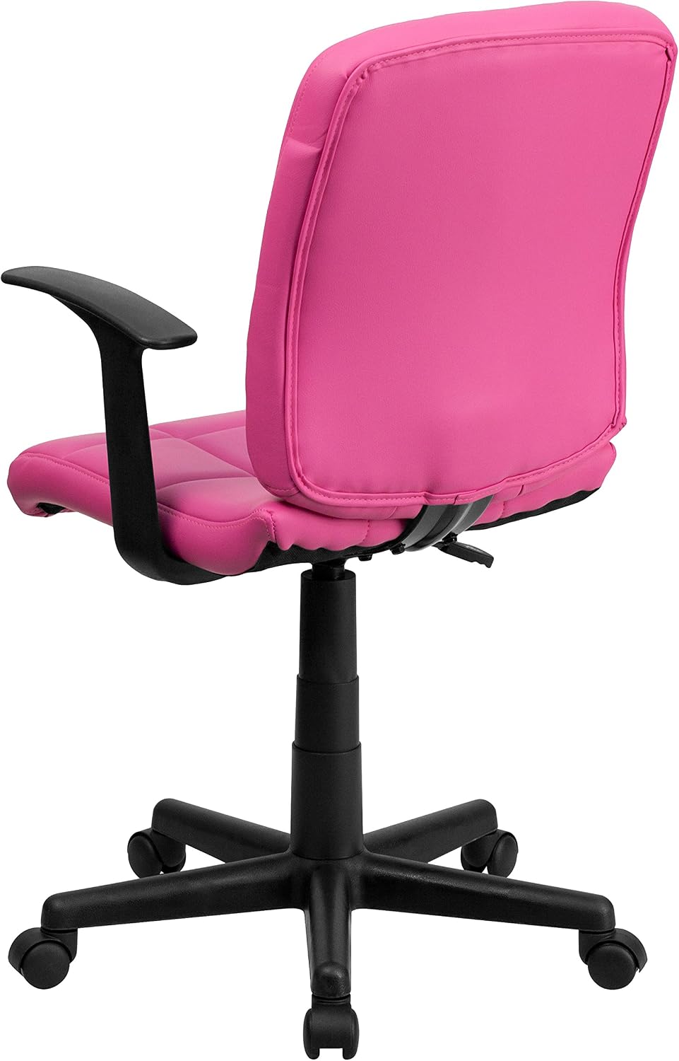 Flash Furniture Clayton Mid-Back Pink Quilted Vinyl Swivel Task Office Chair with Arms