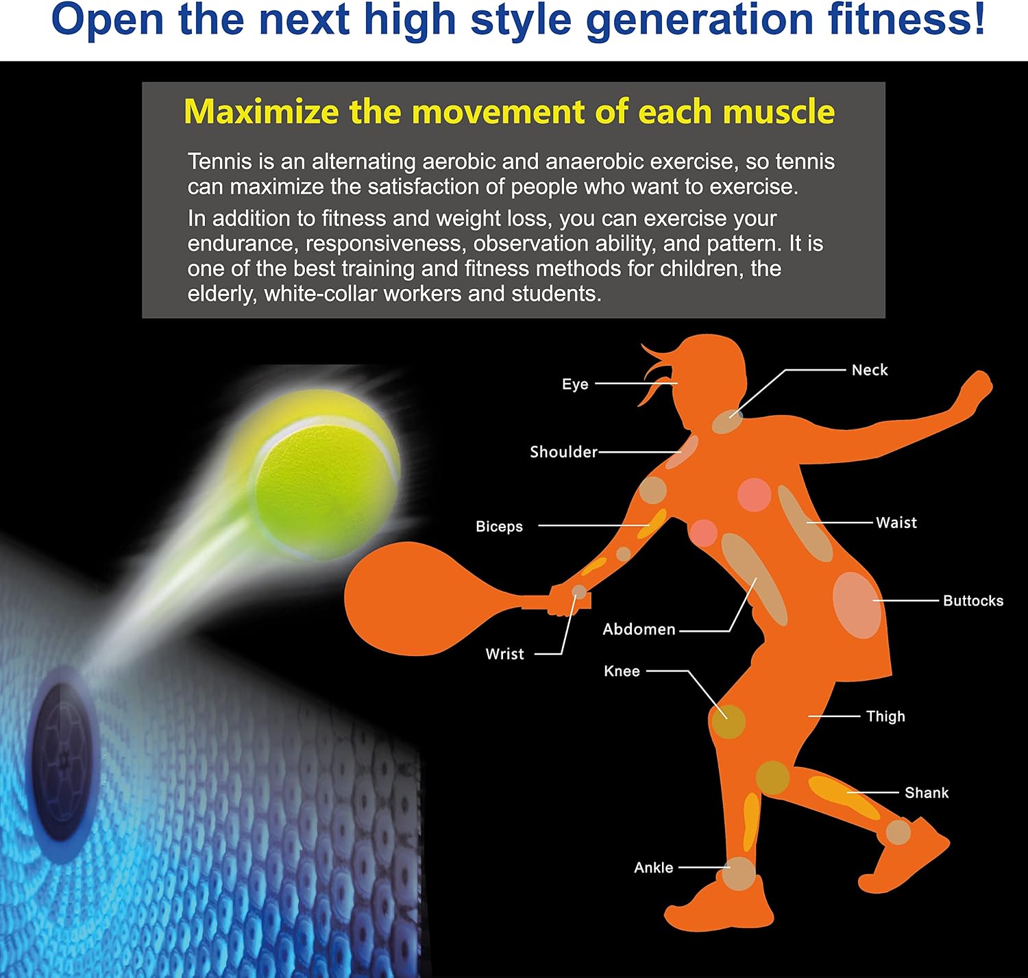 EasyGo Product Tennis Trainer – Professional Practice Training Equipment – Real Workout – Ball Drops from Random Holes so Never The Same-Patented