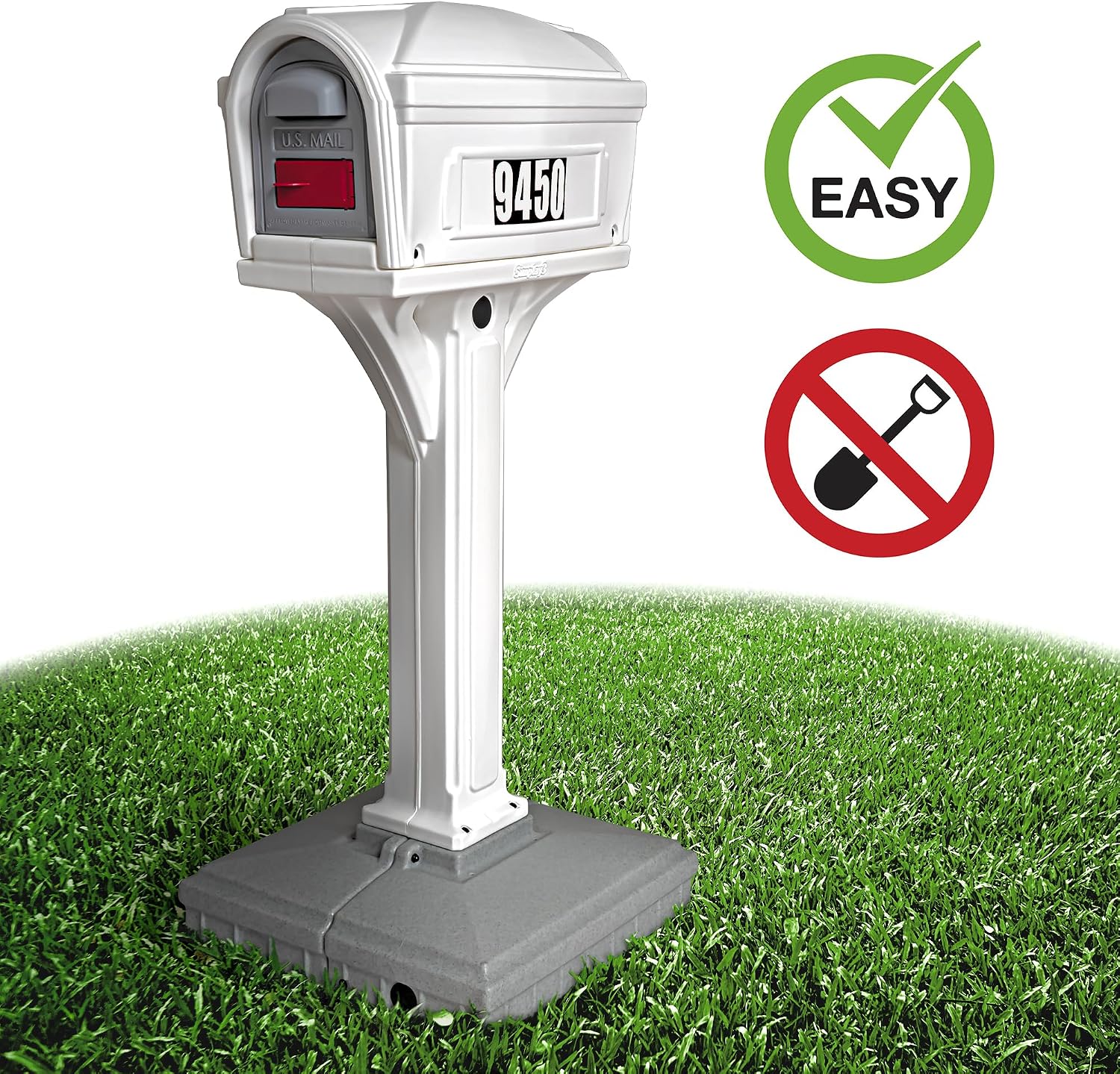 American Home by Simplay3 Premium Dig-Free Easy Up Classic Mailbox and Post Combination in White, Above Ground Mailbox