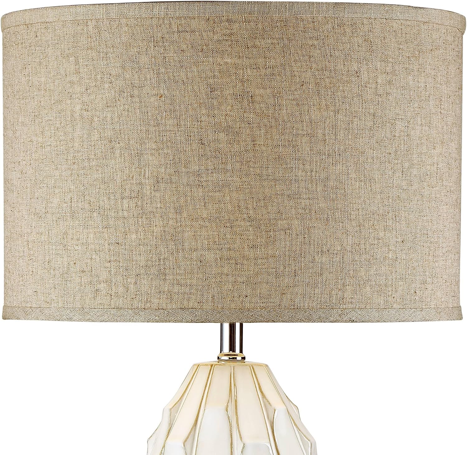 Possini Euro Design Cosgrove 32 3/4' Tall Oval Large Mid Century Modern Coastal End Table Lamps Set of 2 White Ceramic Living Room Bedroom Bedside Nightstand House Beige Shade (Colors May Vary)