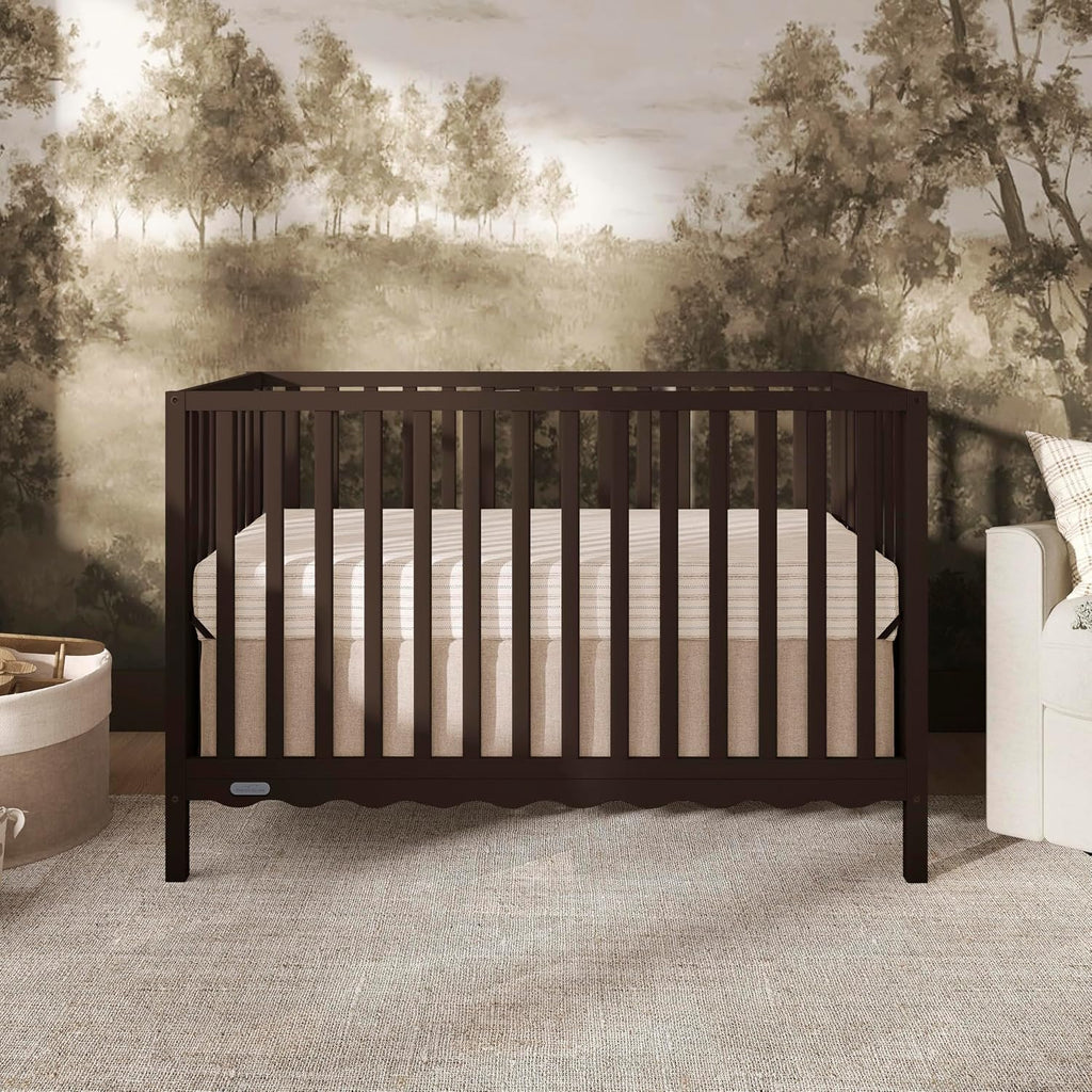 Dream On Me Synergy Wave 5-in-1 Convertible Crib, GREENGUARD Gold, Chocolate Chip
