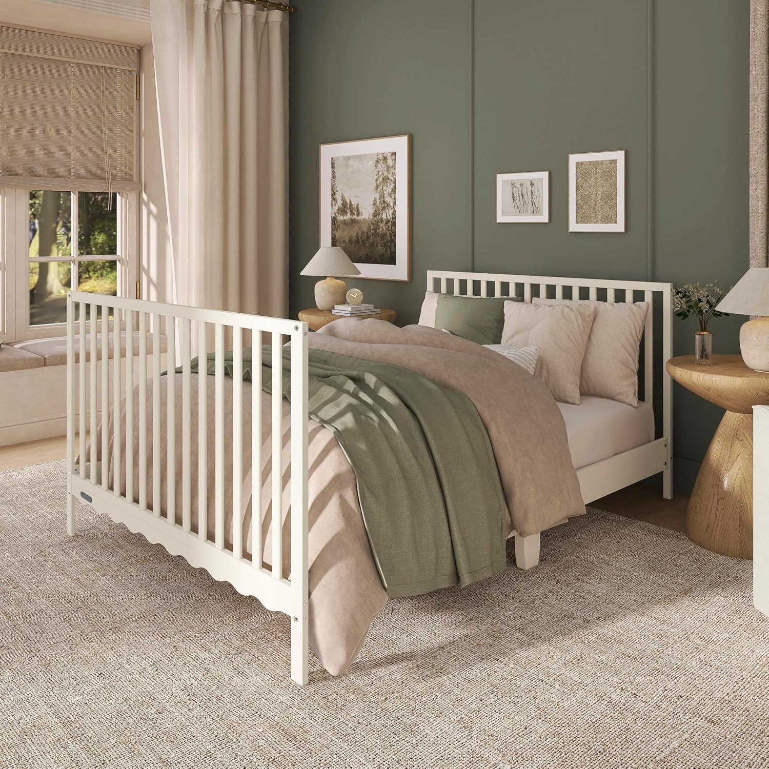 Dream On Me Synergy Wave 5-in-1 Convertible Crib, GREENGUARD Gold, Cannoli Cream