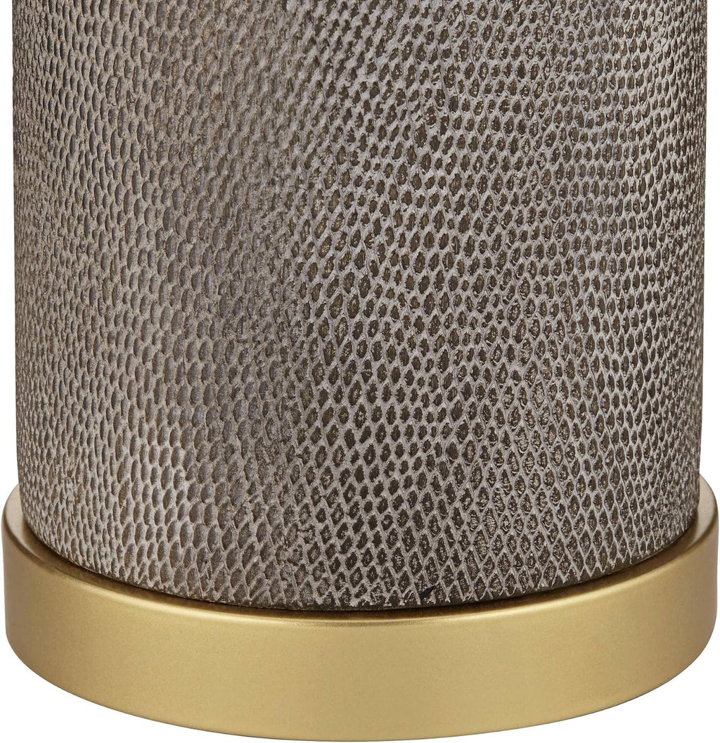 360 Lighting Gilson 24 3/4' High Modern Glam Luxe Table Lamps Set of 2 Gold Textured Gray Finish Ceramic Fabric White Shade Living Room Bedroom Bedside Nightstand House Office Home Reading