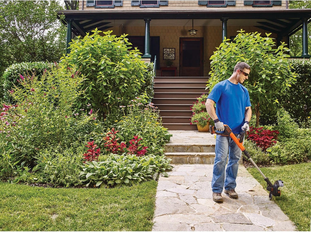 BLACK+DECKER 20V MAX Cordless String Trimmer and Edger, 12 Inch Weed Eater, 2-Speed Control Weed Wacker, 2 Batteries, Charger and Spool Included (LSTE525)
