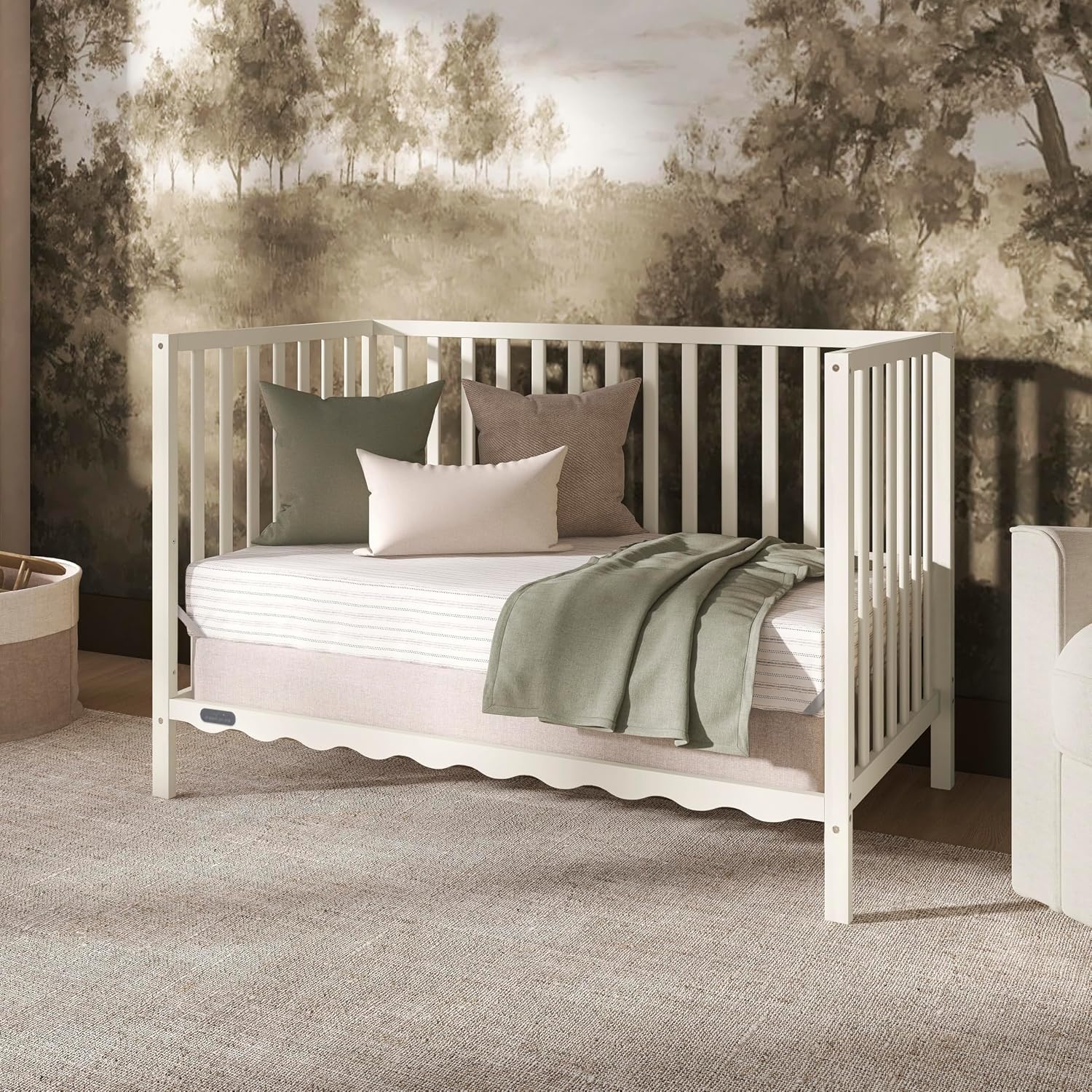 Dream On Me Synergy Wave 5-in-1 Convertible Crib, GREENGUARD Gold, Cannoli Cream