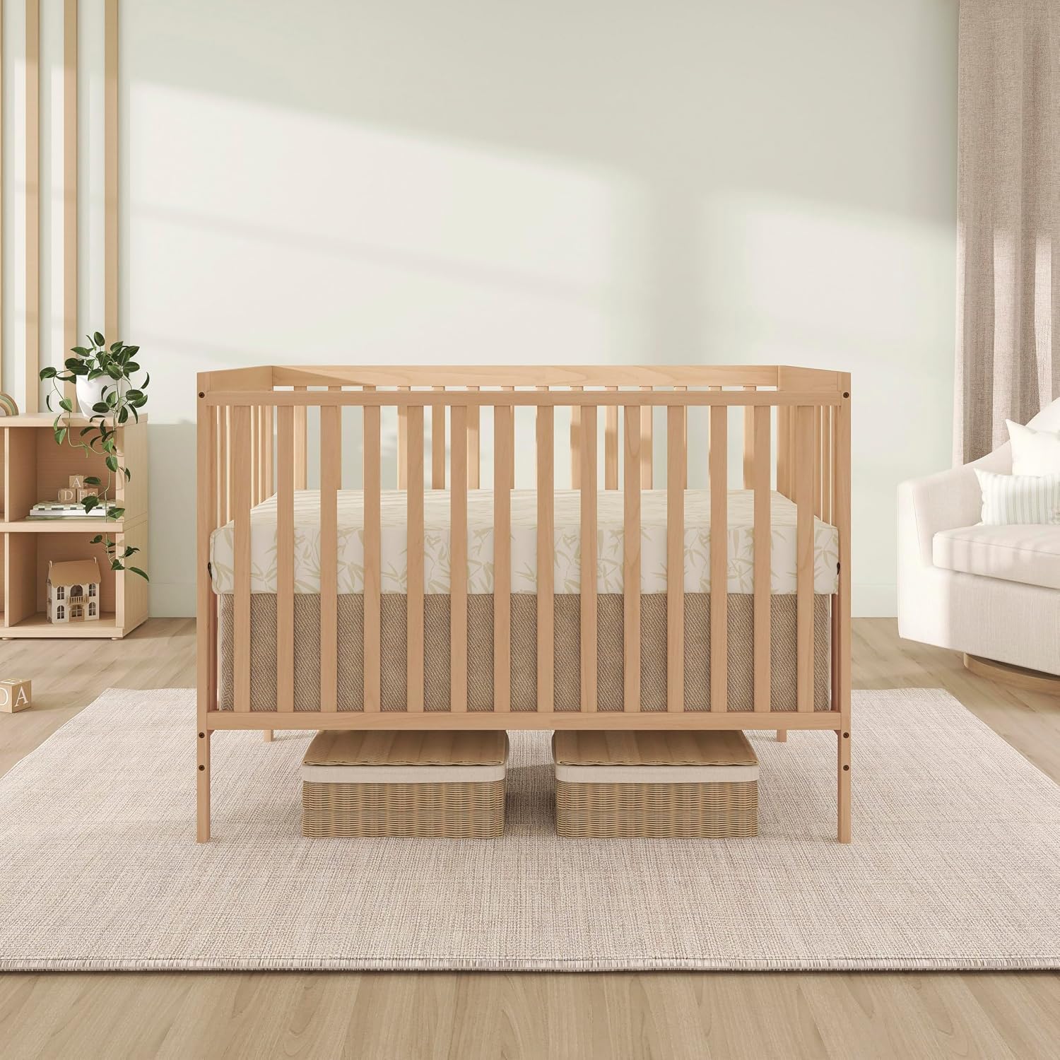 Dream On Me Synergy 5-in-1 Convertible Full-Size Baby Crib with Toddler, Day & Full Bed Conversion in Barnwood Natural, GreenGuard Gold & BSA, 3 Mattress Heights, Sustainable Pinewood