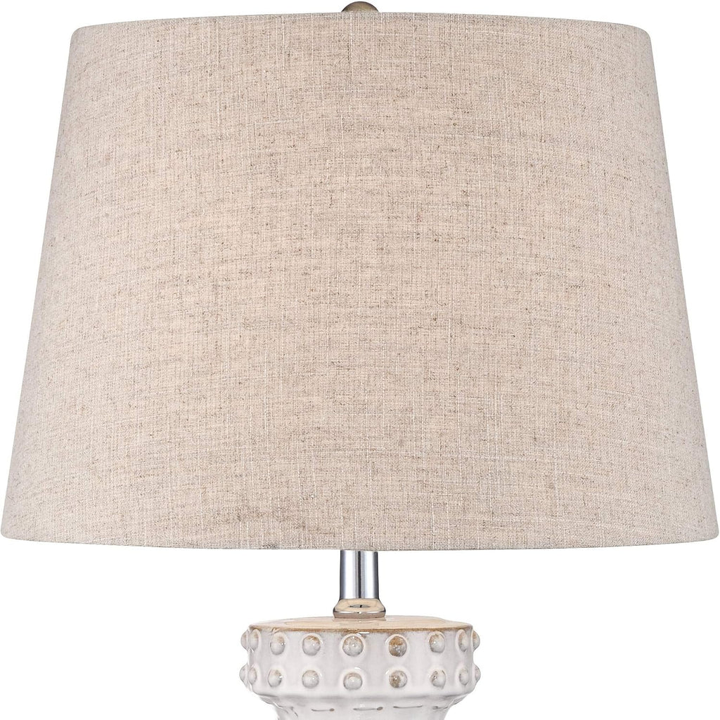 360 Lighting Helene Country Cottage Table Lamps 26' High Set of 2 Ceramic Rustic Cream White Glaze Tan Linen Drum Shade for Living Room Bedroom House Bedside Nightstand (Color May Vary)