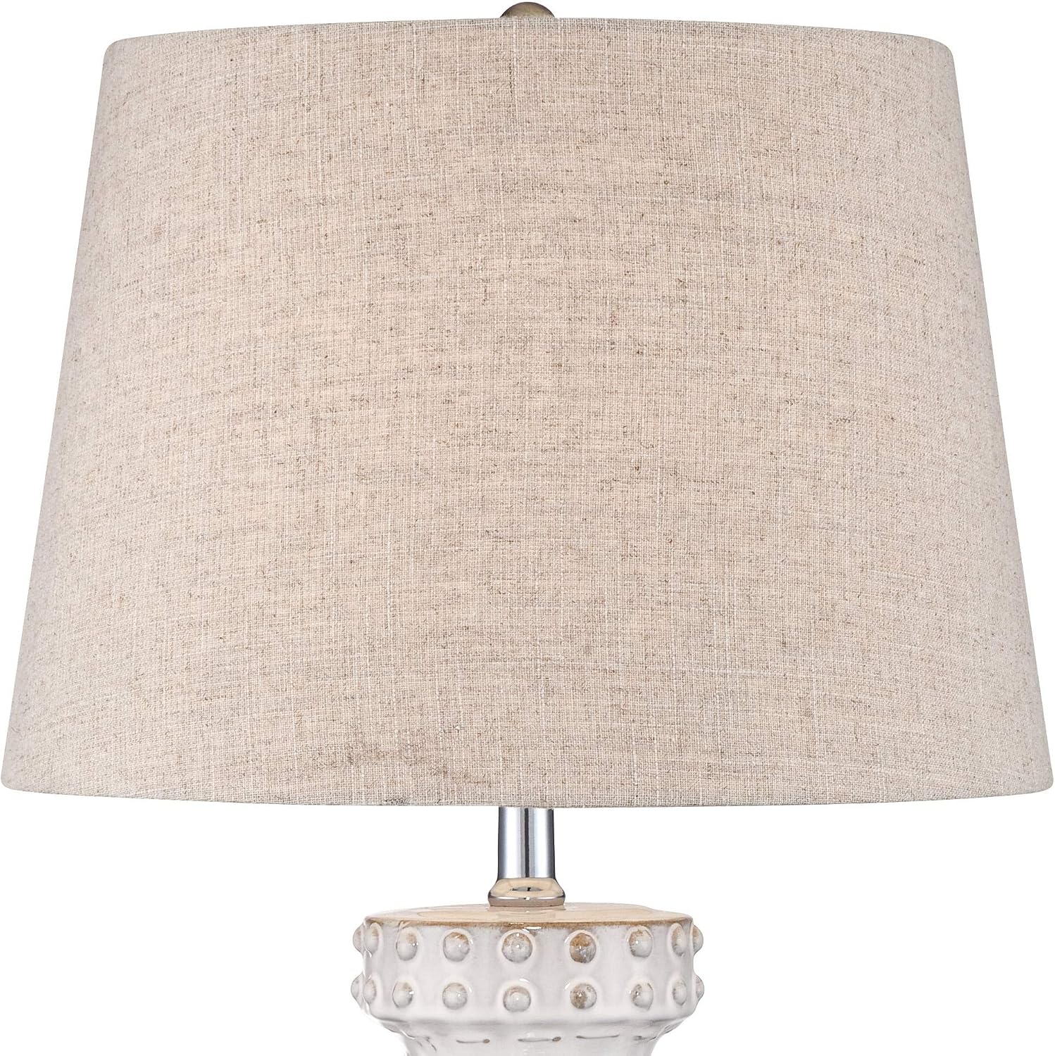 360 Lighting Helene Country Cottage Table Lamps 26' High Set of 2 Ceramic Rustic Cream White Glaze Tan Linen Drum Shade for Living Room Bedroom House Bedside Nightstand (Color May Vary)