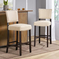 GOWE Barstools with Rivet Decoration Set of 2, Wood Frame,Fabric Sponge Cushion and Upholstered Barstools, Bar Chairs for Kitchen Island,Bedroom,Dining Room.