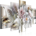 artgeist - Hand-Textured Canvas Wall Art Print Retro Flowers 90x45 in - 5pcs Painting Canvas Prints - Acrylic Gel Texture Artwork Image Contemporary Modern Home Peonies Floral Abstract a-C-10081-b-a