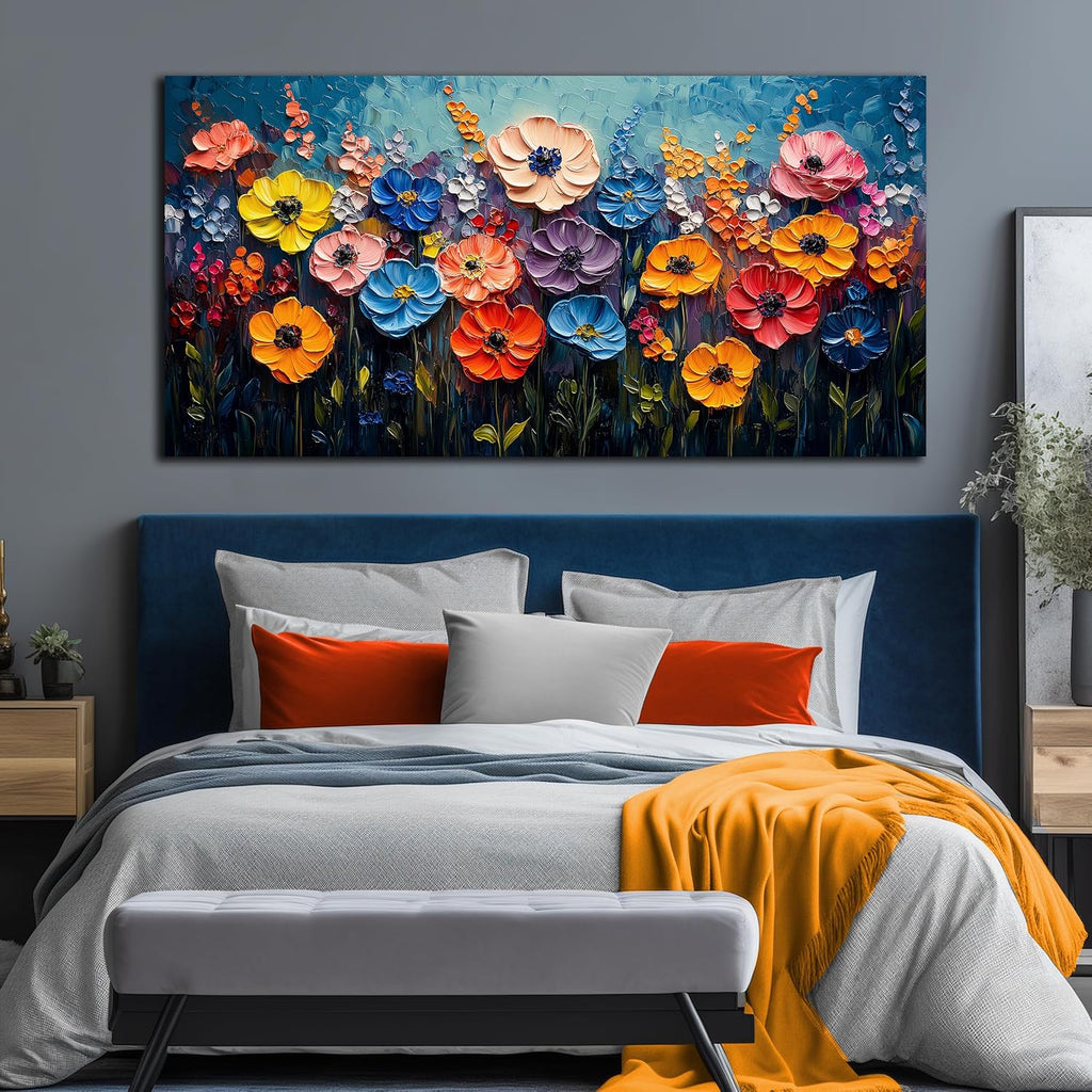 Flower Pictures Wall Decor Bedroom Large Colorful Wall Art for Living Room Floral Home Office Apartment Decor 29 x 58 Inch