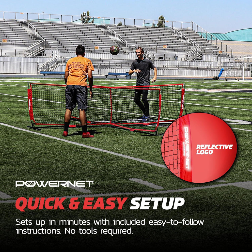 PowerNet 4 Way Soccer Net, Portable Indoor & Outdoor Soccer Training, Game and Training Equipment for Adults and Kids, Ideal for Backyard, Park or Beach, 2 Sizes