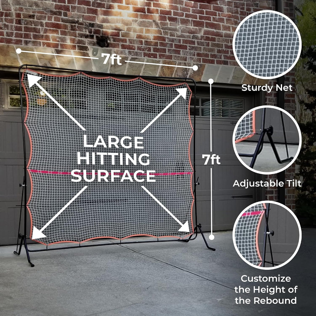 Tourna Rally Pro Adjustable Tilt Rebound Net (7x7 ft) for Tennis and Pickleball