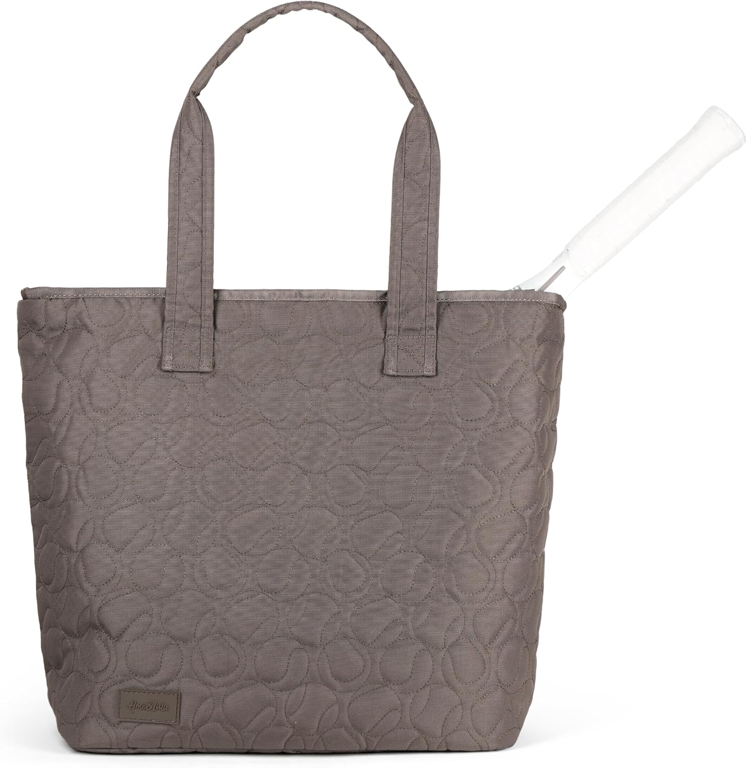 Ame and Lulu Tennis Court Carryall Bag – Quilted Nylon Tennis Ball Pattern, Fits 2 Racquets, Water Bottle Pockets