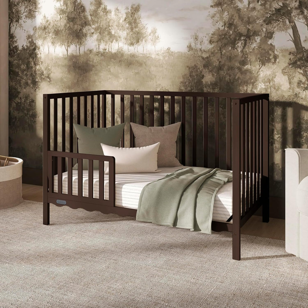 Dream On Me Synergy Wave 5-in-1 Convertible Crib, GREENGUARD Gold, Chocolate Chip