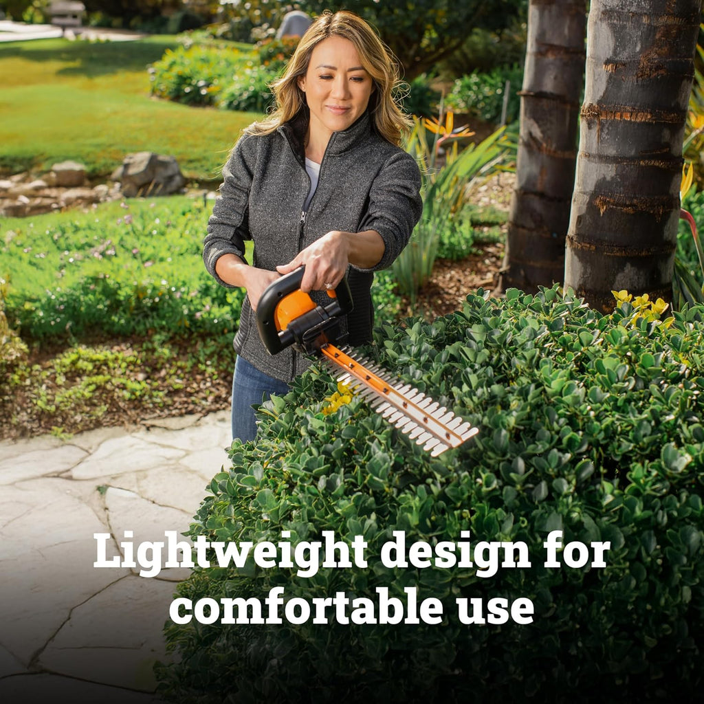 WORX 22' Cordless Hedge Trimmer, Electric Hedge Trimmer with Dual-Action Blades, Lightweight Bush Trimmer with 5.5 LBS, Battery & Charger Included, WG261