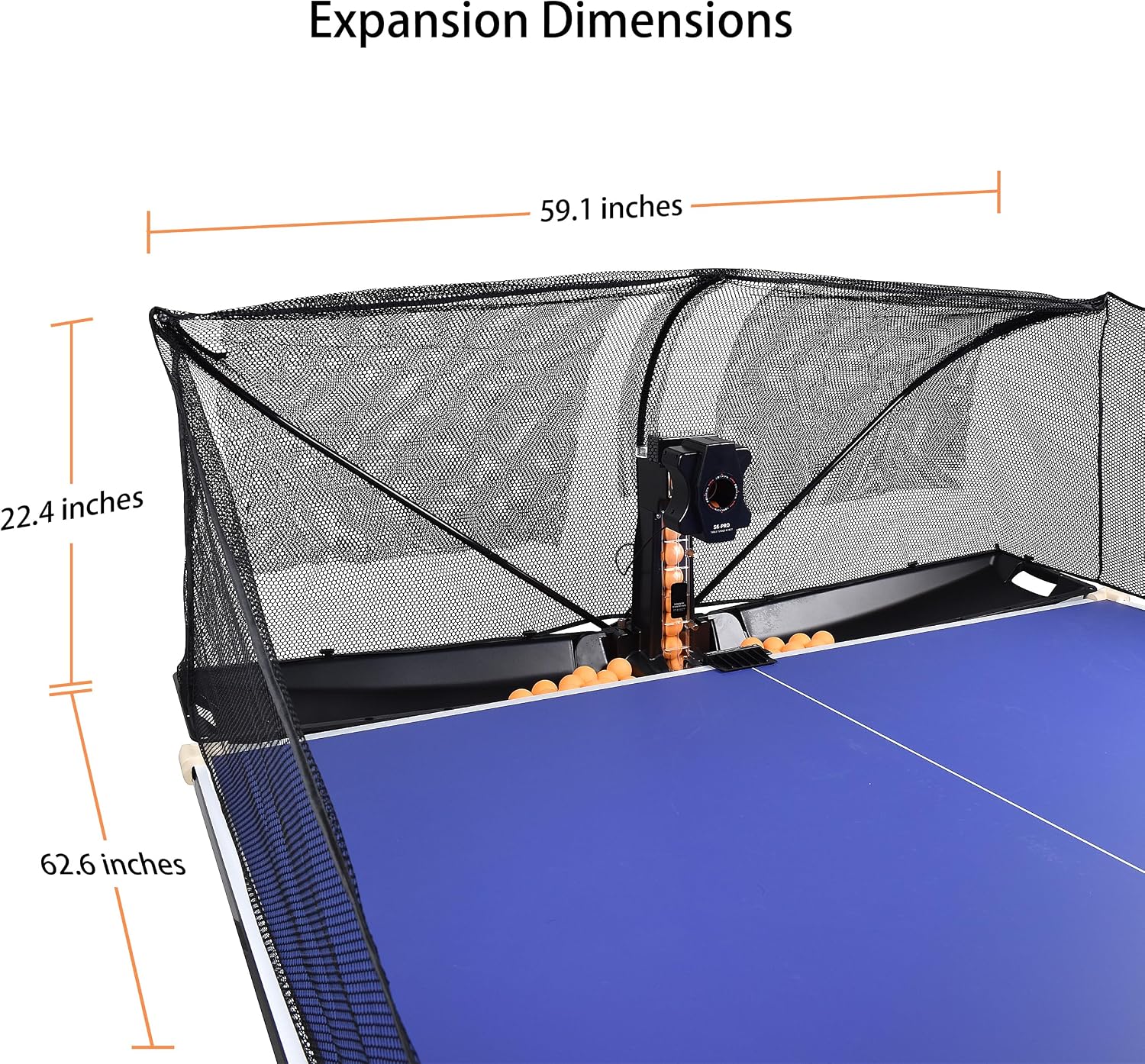 WAYMARK Table Tennis Robot Machine Ping Pong Robot with Net S6PRO Ping Pong Machine for Training Practice Come with 100 40mm+ Balls