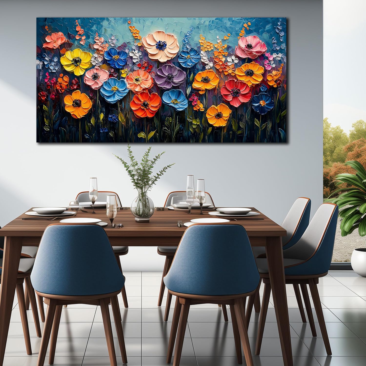 Flower Pictures Wall Decor Bedroom Large Colorful Wall Art for Living Room Floral Home Office Apartment Decor 29 x 58 Inch