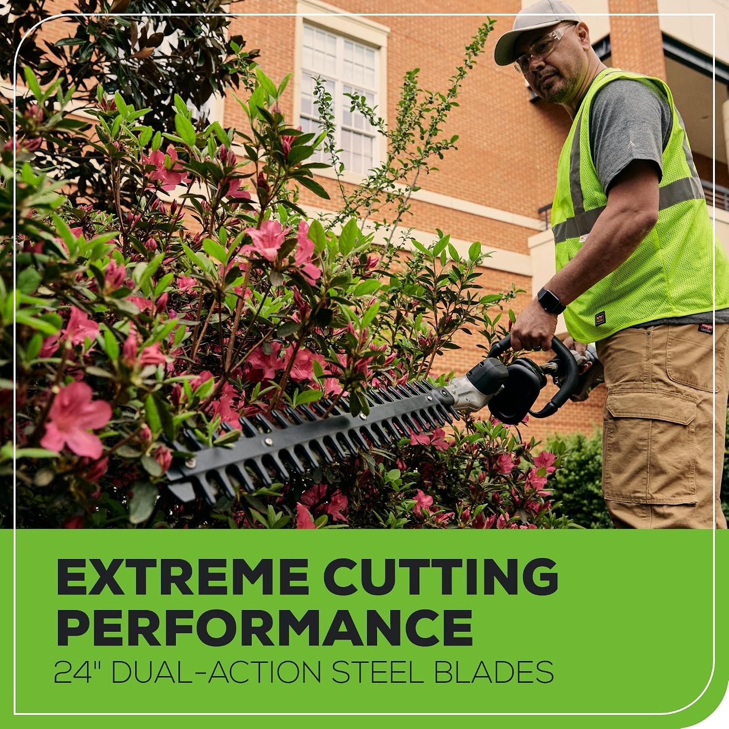 Greenworks 82V 24' Brushless Cordless Short Pole Hedge Trimmer, 2.5Ah Battery and Dual Port Rapid Charger (Great for Landscapers and Professionals)