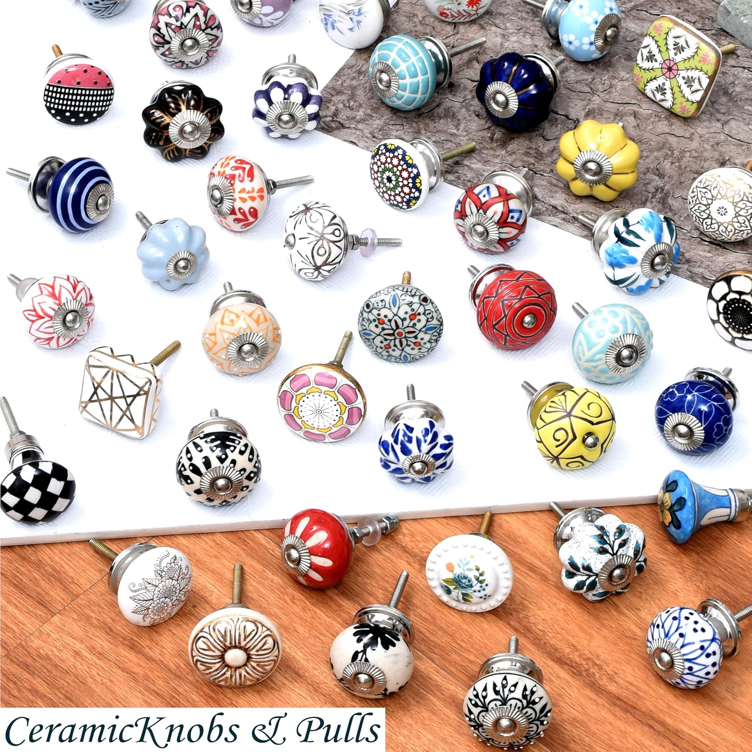 Indian Shelf Handmade 18 Piece T Bar Capsule Oval Stone Brass White Dresser Handles Drawer Pulls Cabinet Knobs Farmhouse Finish