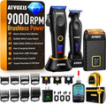 9000 RPM Brushless Motor Professional Hair Clippers Set for Men: Cordless Clippers & Zero Gap Trimmers with DLC Blades LED Display Fast Charging Stands Travel Pouch Maquina Para Cortar Pelo De Hombre