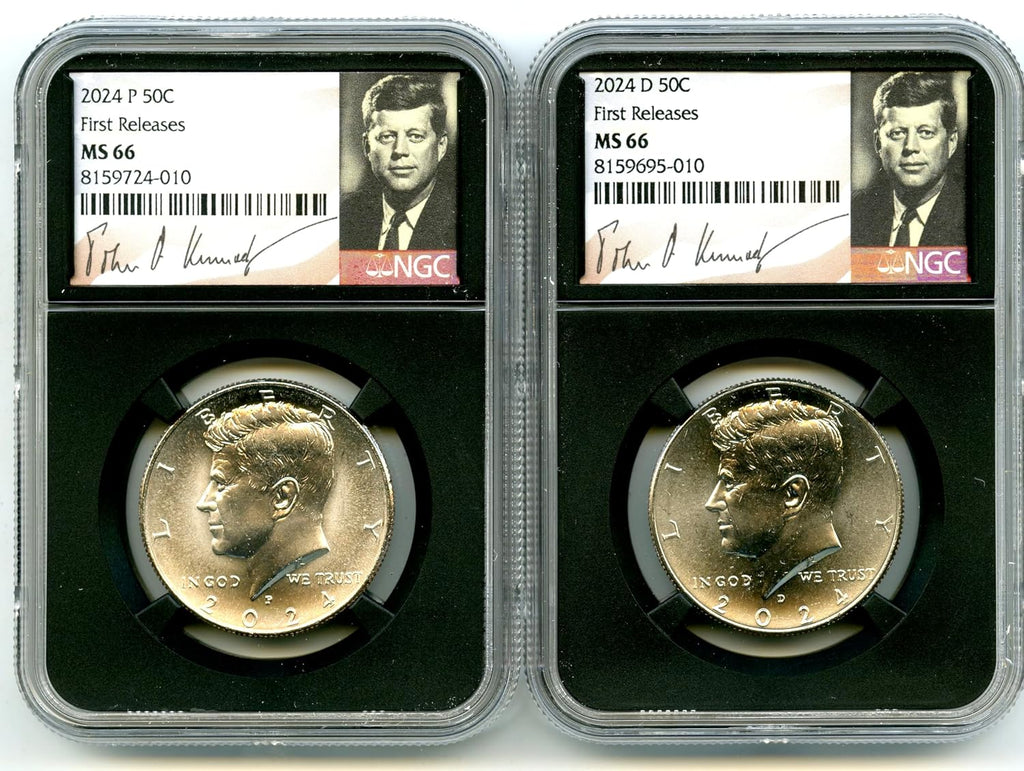 2024 P D US MINT Kennedy Clad Half Dollar BLACK CORE MATCHING 2 COIN SIGNATURE RETRO FIRST RELEASES SET NGC Half Dollar NGC MS66