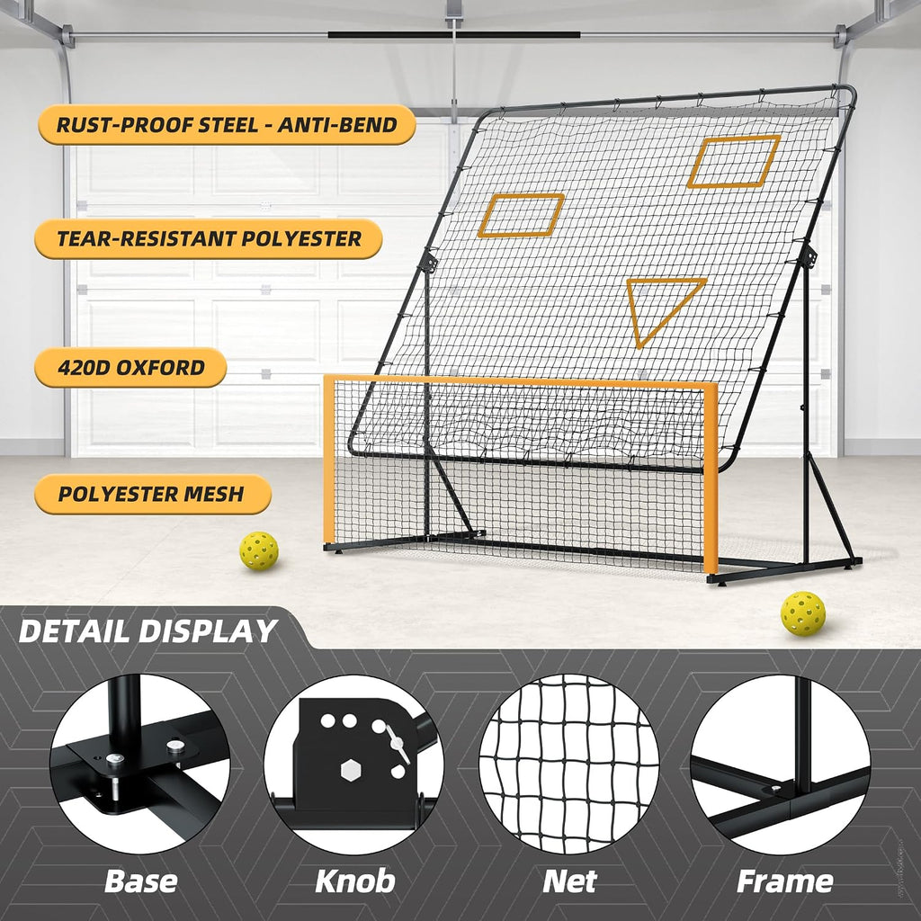 MR Pickleball Rebounder 6'x6', Adjustable Angle & Height Pickleball Rebounder, Tennis Rebound Net, Pickleball Solo Training Equipment for Dinks Volleys Accuracy Coordination Kitchen Control